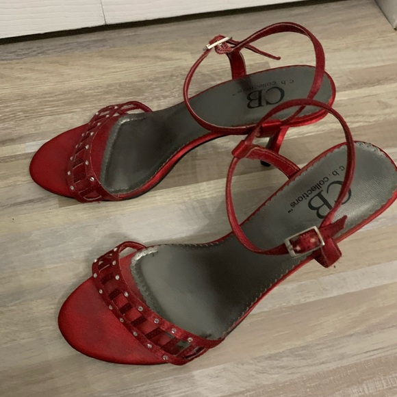 Red rhinestones heels.  Worn once for wedding - Picture 2 of 3